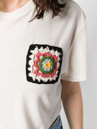 Shop Alanui Crochet Logo Cropped Top In Neutrals
