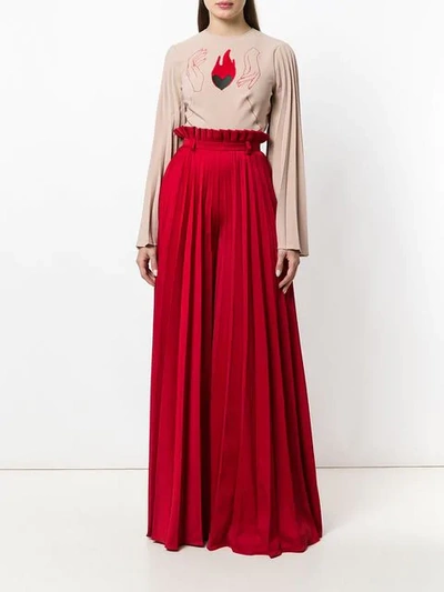 Shop Atu Body Couture Pleated Palazzo Pants In Red