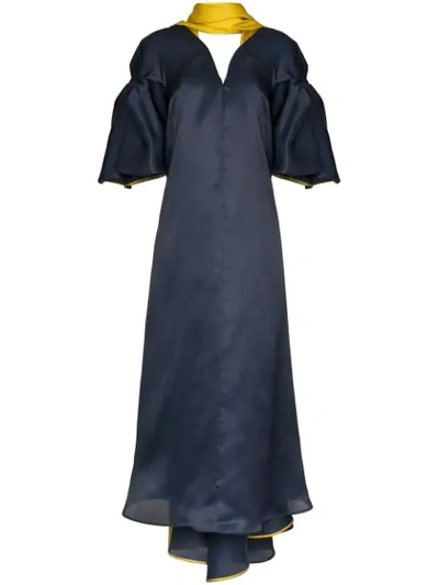 Shop Roksanda Farola V-neck Draped Silk Organza Dress In Blue