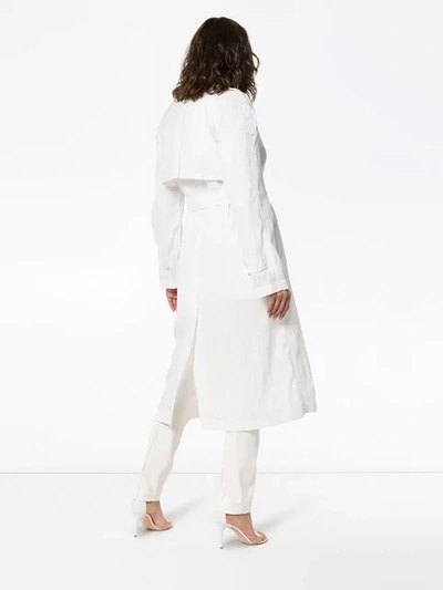 Shop Helmut Lang Belted Trench Coat In White