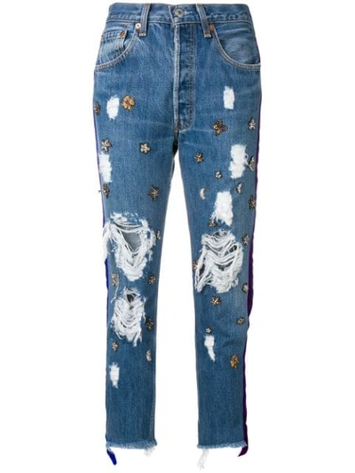Shop Lédition X Levi's Embroidered Jeans In Blue