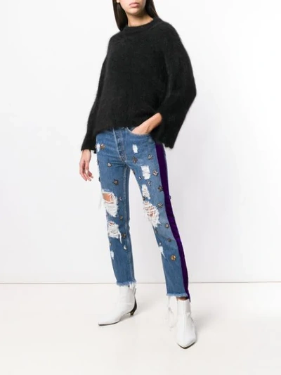 LÉDITION EMBROIDERED DETAILS JEANS - 蓝色