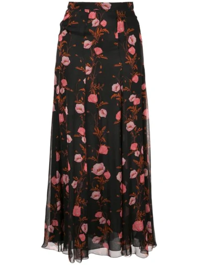 Shop Giambattista Valli Floral Print Skirt In Black