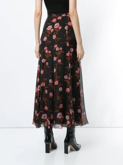 Shop Giambattista Valli Floral Print Skirt In Black