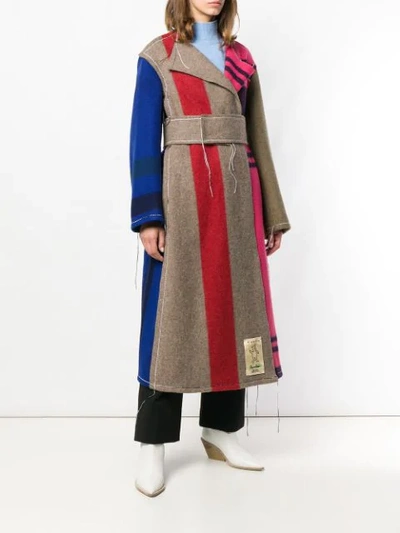 Shop Marni Contrast Panel Unfinished Long Coat In Neutrals