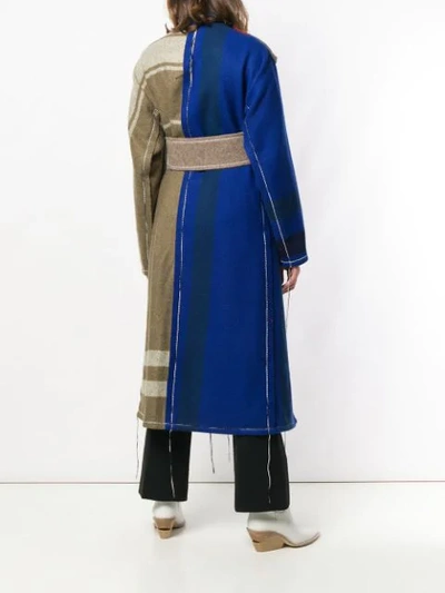 Shop Marni Contrast Panel Unfinished Long Coat In Neutrals