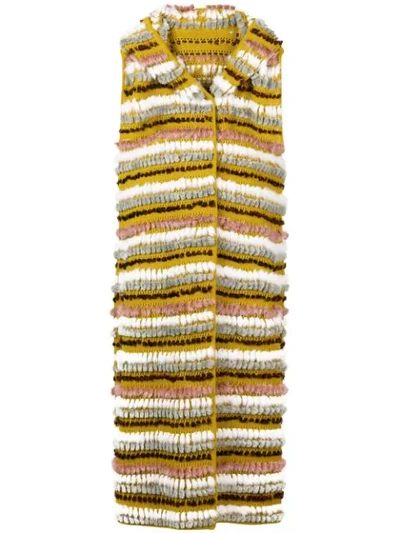Shop Liska Textured Stripe Vest In Yellow