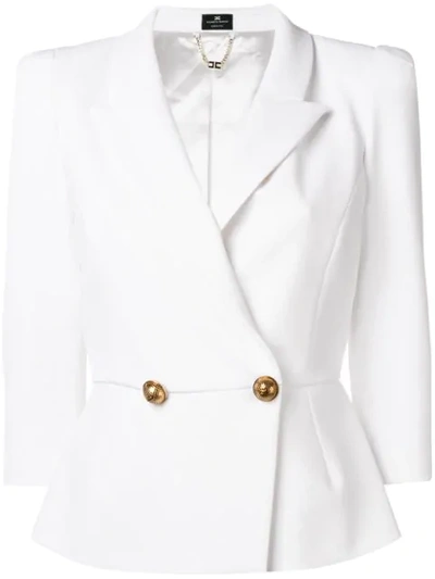 Shop Elisabetta Franchi Short Fitted Jacket In White