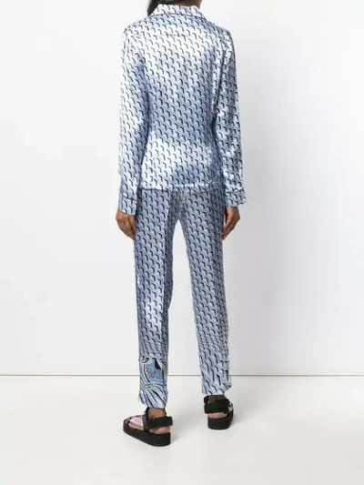 Shop Prada Patterned Pajama Set In Blue