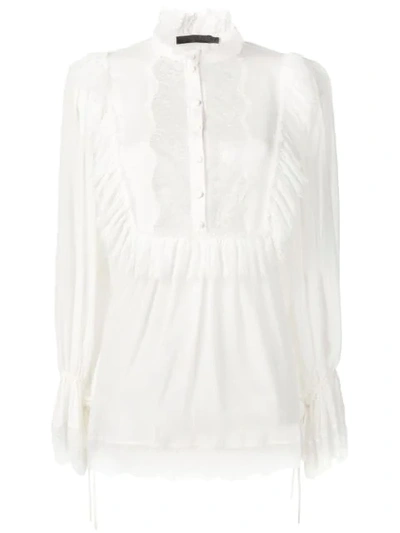 Shop Amen Frill Bib Shirt In White