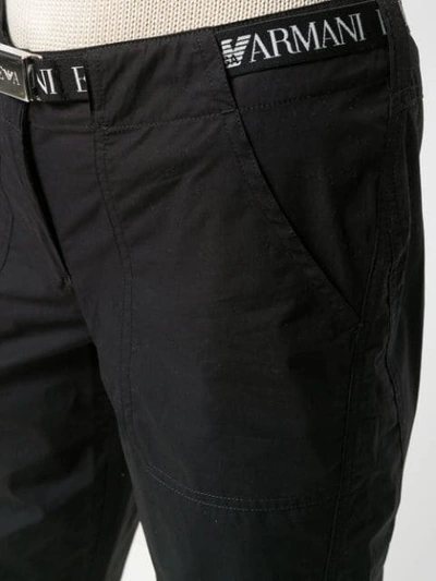 Shop Emporio Armani Logo Band Trousers - Black