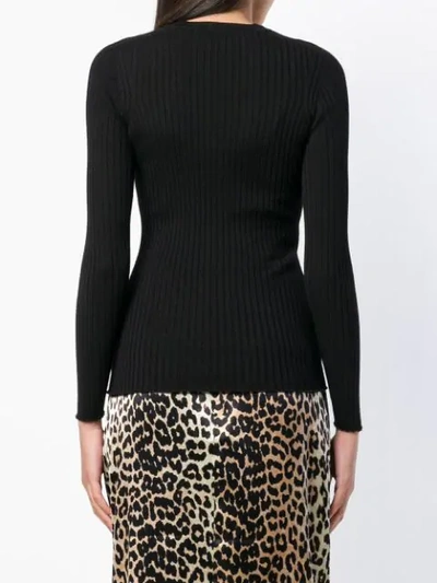 Shop Versace Fitted Sweater In Black