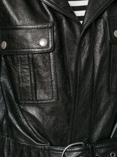 Shop Saint Laurent Belted Coat In 1000 Black