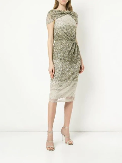 Shop Rachel Gilbert Sequins Midi Dress - Metallic
