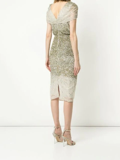 Shop Rachel Gilbert Sequins Midi Dress - Metallic