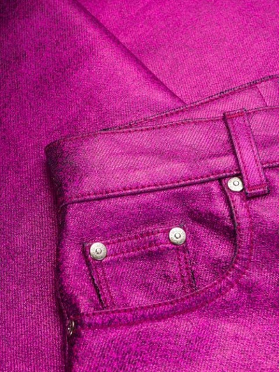 Shop Msgm Metallic Bootcut Jeans In Pink
