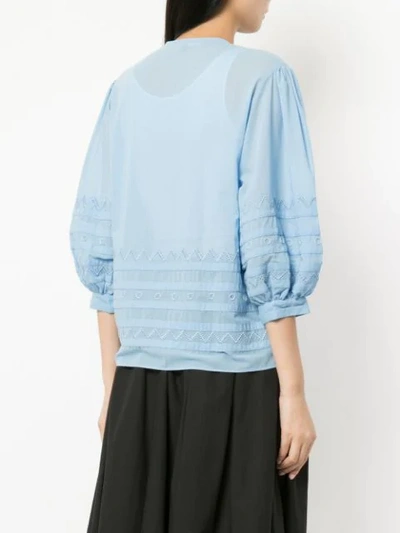 Shop Jupe By Jackie Cropped Sleeves Shirt In Sky Blue