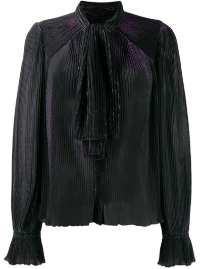 Shop Marco De Vincenzo Pleated Neck-tied Blouse In Green