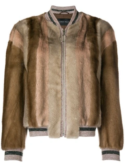 Shop Cara Mila Fur Bomber Jacket In Brown