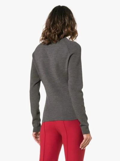 Shop Chloé Logo Intarsia Knitted Wool Blend Jumper In Grey