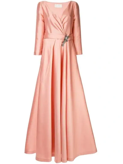 Shop Alberta Ferretti Flared Wrap Dress In Pink