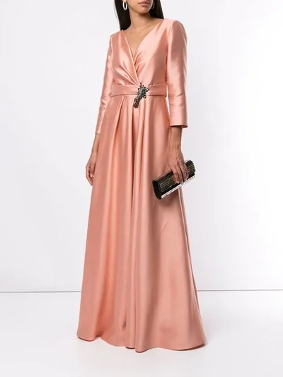 Shop Alberta Ferretti Flared Wrap Dress In Pink