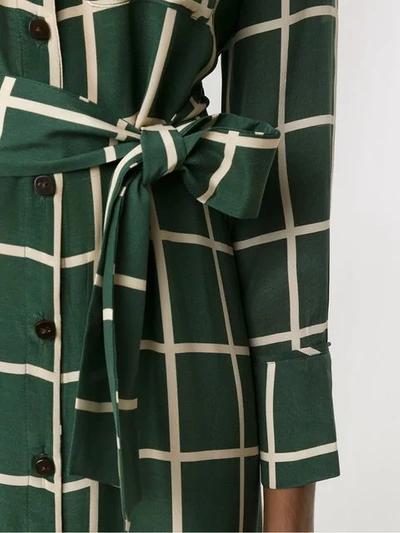 Shop Adriana Degreas Checket Shirt Dress In Green