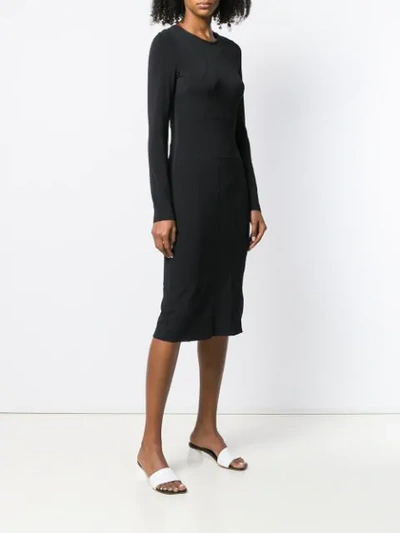 Shop Maison Margiela Fitted Midi Dress In Black