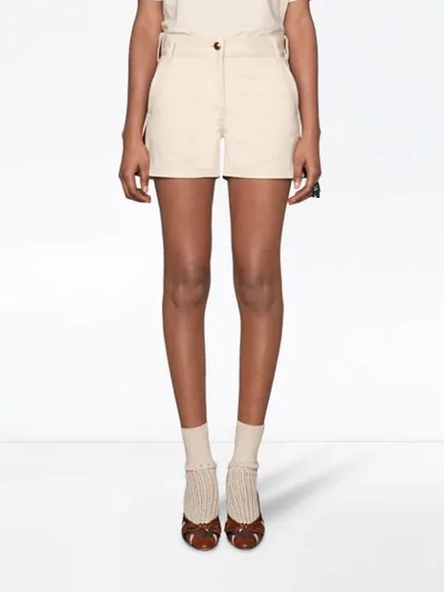 Shop Gucci Cotton Shorts With Web In White