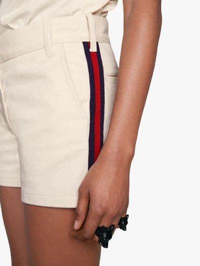 Shop Gucci Cotton Shorts With Web In White