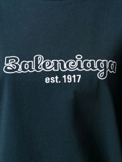 Shop Balenciaga Est. 1917 Cotton T-shirt In Blue