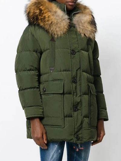 Shop Dsquared2 Fur Trimmed Parka In Green