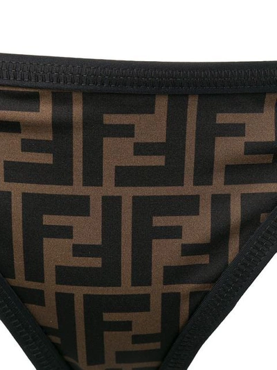 Shop Fendi Reversible Ff Logo Padded Bikini In Brown