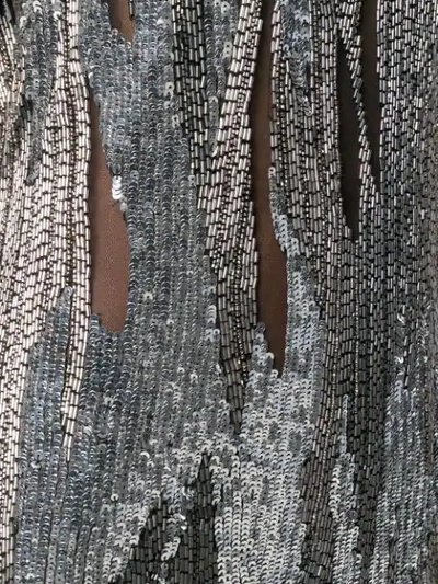 Shop Amen Sequin Asymmetric Dress In Silver