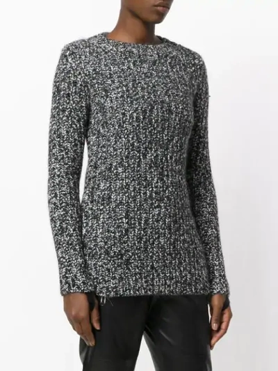 Shop Moncler Fitted Knitted Sweater In Black