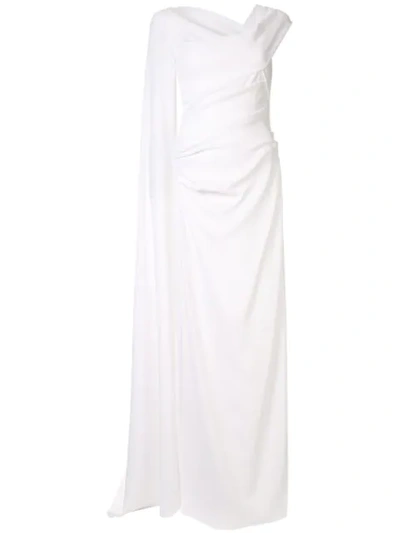 Shop Talbot Runhof Rosedale Asymmetric Dress In White