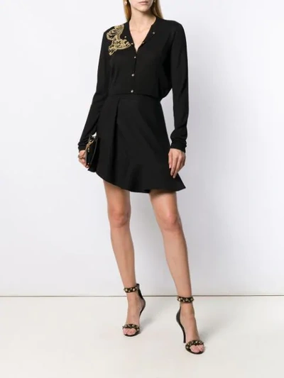 Shop Versace Embroidered Cardigan In Black