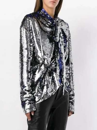 Shop Act N°1 Sequinned Blouse In Metallic