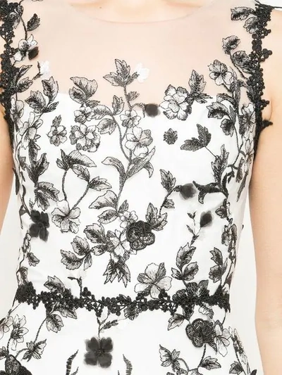 Shop Marchesa Notte Sheer Floral Embroidered Mini Dress In White