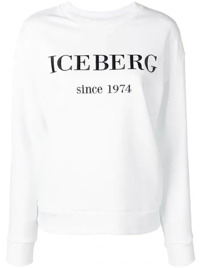 Shop Iceberg Embroidered Logo Sweatshirt In White