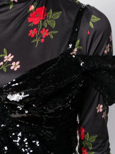 Shop Simone Rocha Cold-shoulder Embellished Top In Black