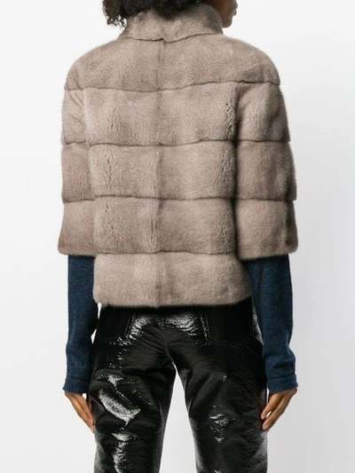 Shop Cara Mila Midi Cropped Jacket In Grey