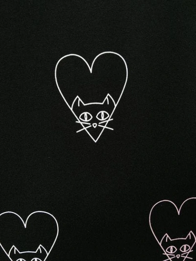 Shop Marc Cain Cat And Heart Print Sweatshirt In Black
