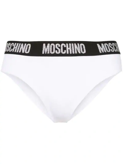 MOSCHINO WAISTBAND LOGO BIKINI BOTTOMS - 白色