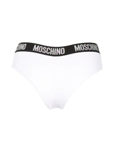 Shop Moschino Waistband Logo Bikini Bottoms In 1
