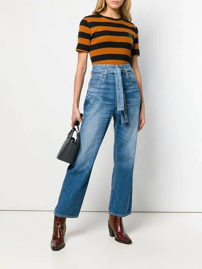 Shop 3x1 Belted Bootcut Jeans In Blue