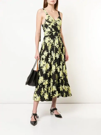 Shop Proenza Schouler Splatter Floral Sleeveless Tiered Dress In Black