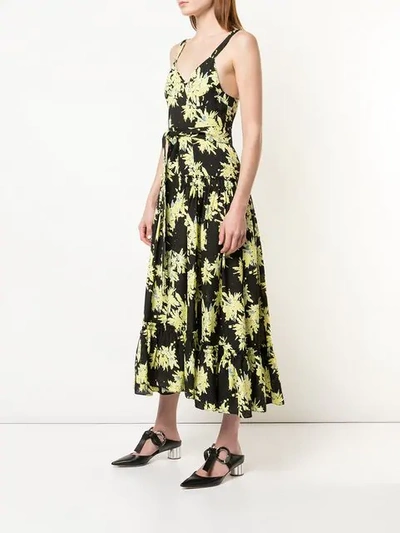 Shop Proenza Schouler Splatter Floral Sleeveless Tiered Dress In Black