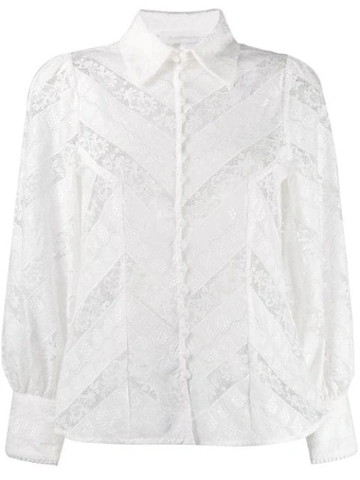 Shop Zimmermann Floral Lace Shirt In Ivory