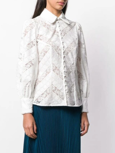 ZIMMERMANN FLORAL LACE SHIRT - 大地色